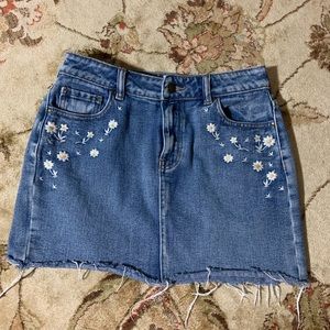 Pacsun Lottie Moss Daisy Embroidered Denim Skirt
